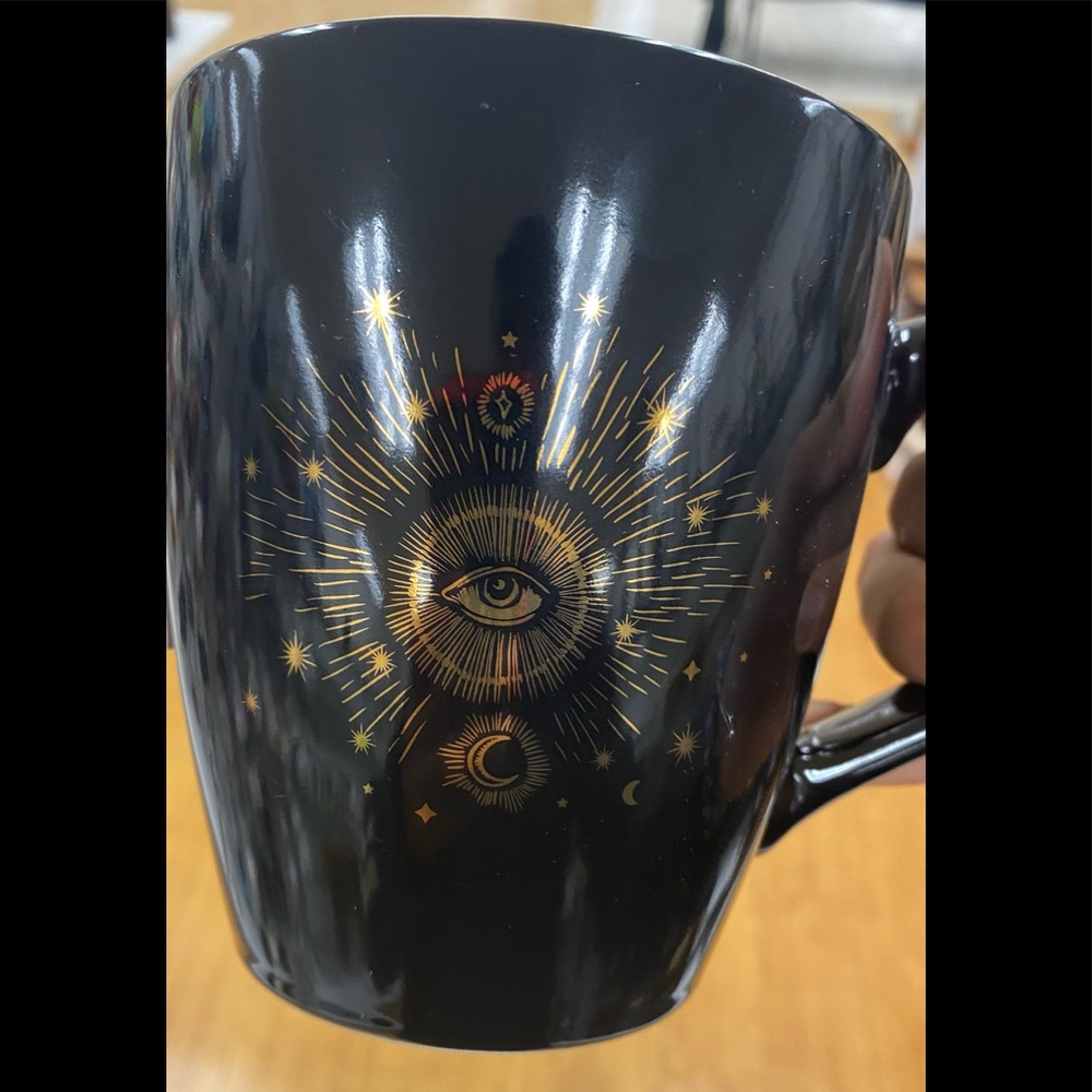 Cosmic Vibes All Seeing Eye Coffee mug Black and Gold